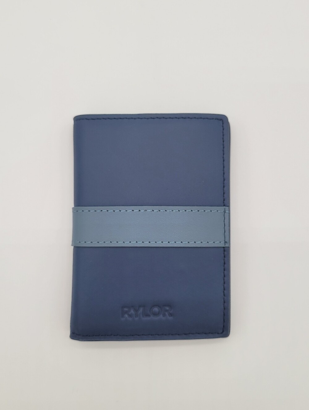 NWOTs! Rylor Navy Leather Cardholder Wallet with Light Blue Strap